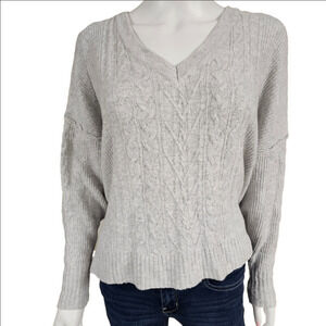 Yet Again Hooded Long Sleeve V-Neck Oversized Sweater Size XS Fits Like XL